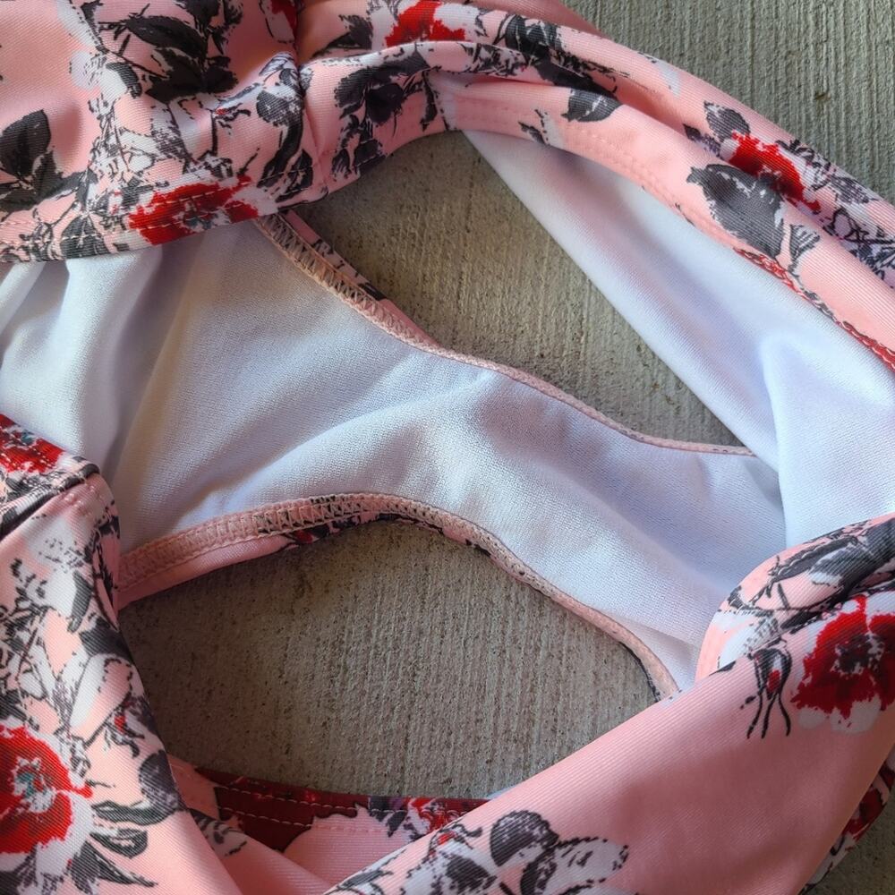 ASOS Pink Floral Bikini Bottom Peek & Beau High Waist Beachy UK 18 US 14 NWT - Picture 3 of 5